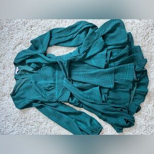 Green Pink Lily long sleeve romper dress